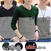 Pack of 3 Hunk V-Neck Long Sleeves T-Shirts